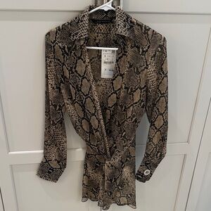 Zara Beige and Black Patterned Blazer